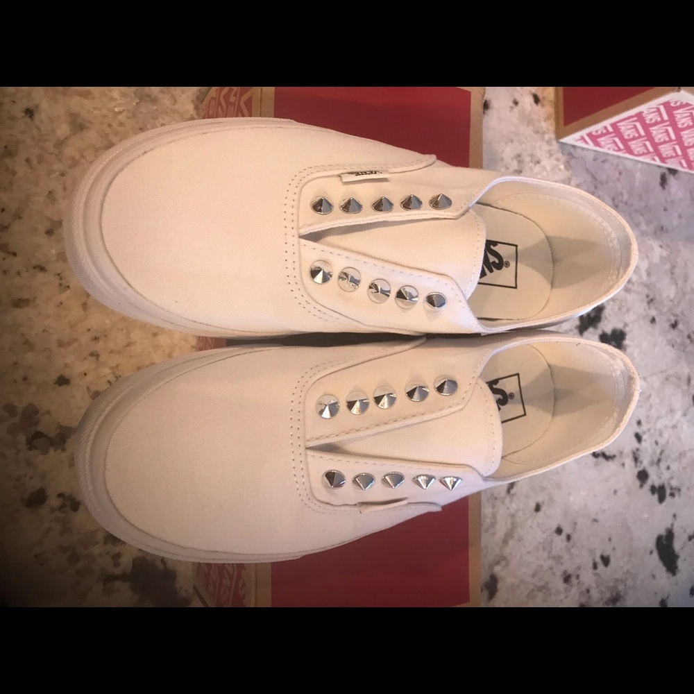 White Studded Vans